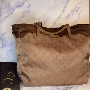 Gucci Tan Monogram Tote Bag